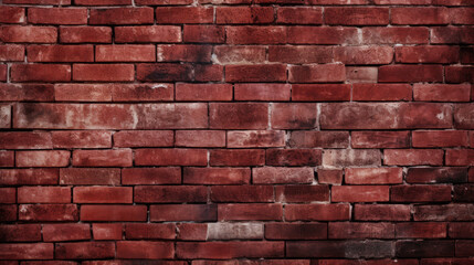 Old brick wall background, crimson red grunge texture or pattern for design. Generative ai
