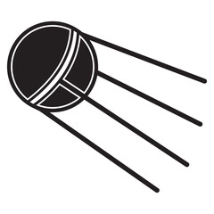 Satellite isolated on a white background, black stencil, flat design illustration