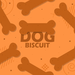 National Dog Biscuit Day event banner. Some dog food biscuit snacks with bold text on brown background to celebrate on February 23