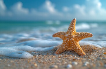 Fototapeta na wymiar a starfish on sand on the beach