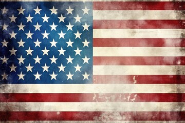 Grunge Flag of the United States. Patriotic Insignia of American Nation with Distressed Texture