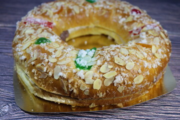 delicious cake stuffed cream chocolate typical Spain Christmas