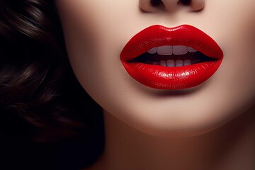 Picture of a woman’s lips smiling with red lipstick