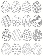 Easter eggs set. Outline drawing. Vector