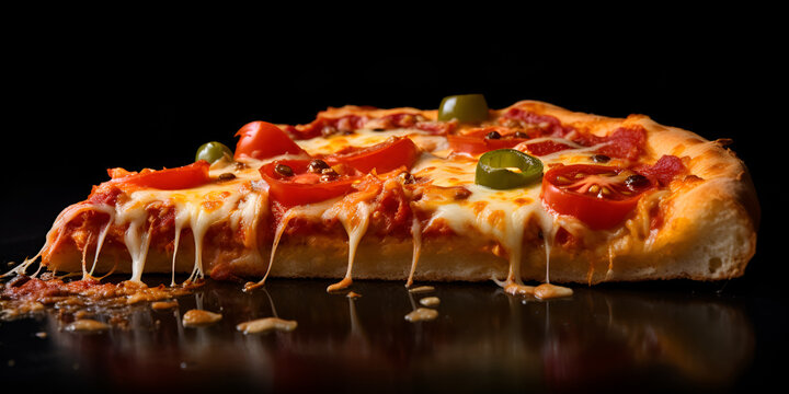 Italian pizza with melted cheese. Traditional Italian Pizza with a Melty Twist. 
Generative Ai.