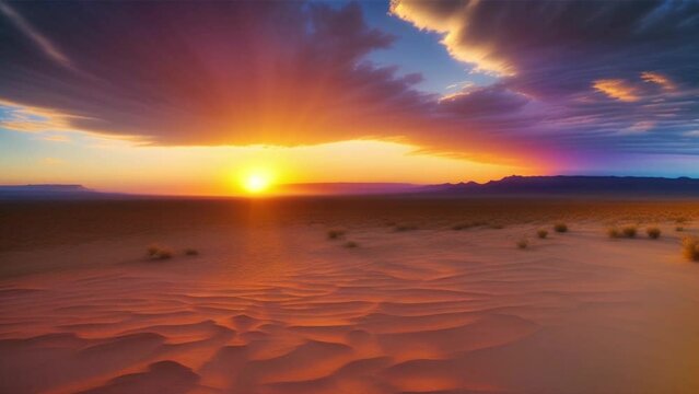 sunset in the desert, time lapse,