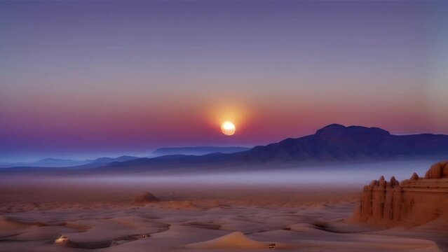 sunset in the desert, time lapse,