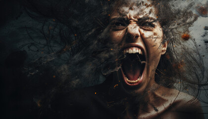 Photo of angry woman abstract