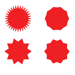 Set of vector starburst, sunburst badges. Different color. Simple flat style Vintage labels. Colored stickers. 66.11.