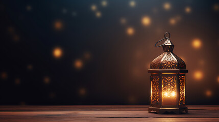 luxury arabic lantern of ramadan celebration with text copy space. - obrazy, fototapety, plakaty