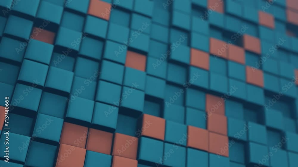 Fototapete Cubic shapes arranged in a matrix with a 3D twist, forming an abstract and visually intriguing composition.