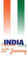 Fototapeta na wymiar Republic Day Radiance: India's Tricolor Tribute in Bold Typography, This Republic Day banner captures India's spirit with a vibrant tricolor background and bold typography.
