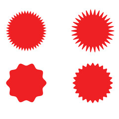 Set of vector starburst, sunburst badges. Different color. Simple flat style Vintage labels. Colored stickers. 66.11.