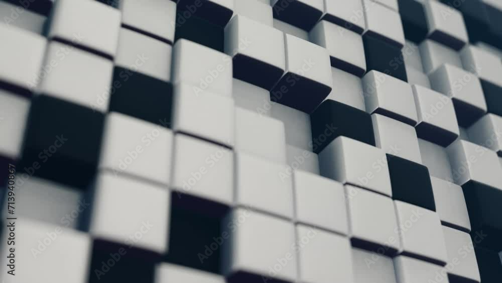 Aufkleber Cubic shapes arranged in a matrix with a 3D twist, forming an abstract and visually intriguing composition.