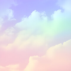Pastel sky with soft clouds.