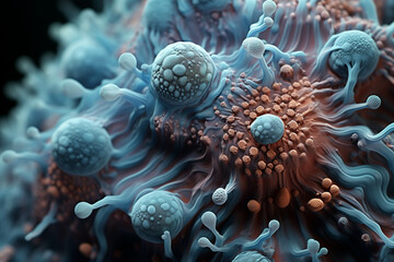 Naklejka na ściany i meble Close-up pictures of viruses, dangerous viruses, germs that cause various diseases.