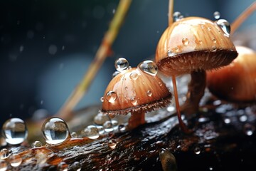 Mushrooms with drops.