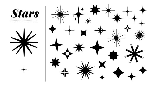 Colecci&oacute;n de formas de estrellas variadas. Recursos graficos formas de estrellas  variadas vectorizadas