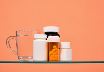 Healthy lifestyle concept and pills. Health support.