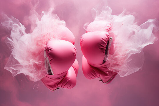 Pink boxing glove, symbol of fighting breast cancer