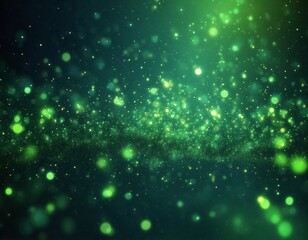 green glow particle abstract bokeh background, green background with stars