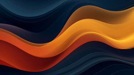 An abstract wavy pattern that is blue and orange colors, in the style of data visualization, dark yellow and dark red, calligraphic lines, elongated shapes, dark orange and dark gray