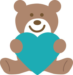 ホワイトデーのハートを抱えるくまのイラスト