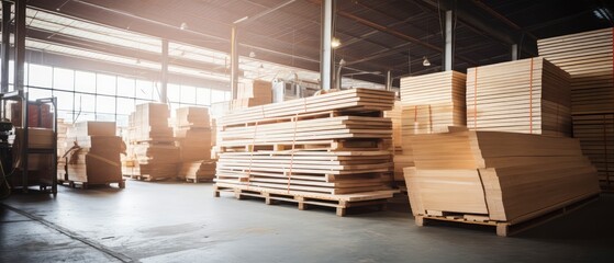 Large Warehouse Filled With Wooden Pallets for Storage and Distribution