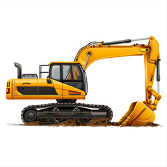 Construction vehicle on a site isolated on white background, realistic, png
