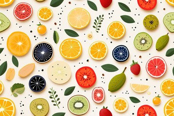 watercolor fruits seamless pattern background