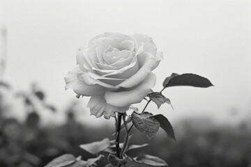 Monochrome Elegance Close-Up of Rose
