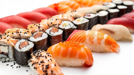 Artful Sushi Assortment: A Palette of Seafood Delicacies.