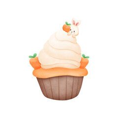 Carrots cupcake with a bunny