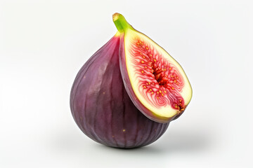 Slice of fig fruit, isolated white background