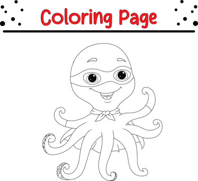 cute octopus superhero costume coloring page