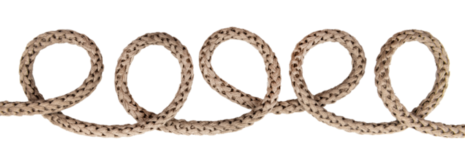 Jute. Twisted linen rope on a white background. Rope. Loop