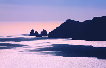 Island Capri, Rock formations Faraglioni, Gulf of Naples, Italy, Europe.