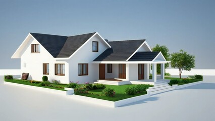 3d rendering of modern cozy house isolated on white background. Real estate concept.