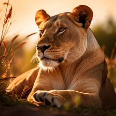 Close-up photography of a relaxing lioness