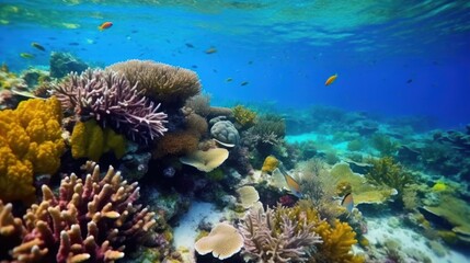Exploring Tropical Ocean Coral Reefs: Scuba Diving Adventures in Caribbean, Fiji, and Maldives. Underwater Wonders.