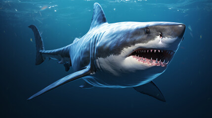 3d illustration of a great white shark
