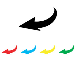 Curved arrow icon vector. Arrow pointer icon sign symbol in trendy flat style. Set elements in colored icons. Arrow left vector icon illustration isolated on white background