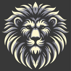Obraz premium African Lion Head Illustration. Hand-Drawn Jungle Animal.