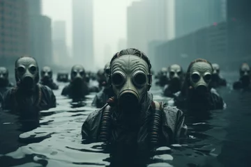 Fotobehang Surreal photo of sick people in water, symbolic of epidemic disease © LFK