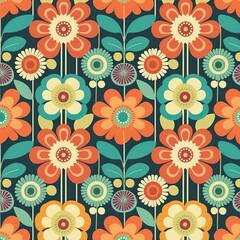 Fototapeta na wymiar seamless retro floral pattern
