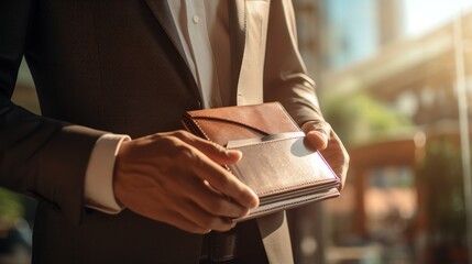 Close-up of a man's hand holding a wallet