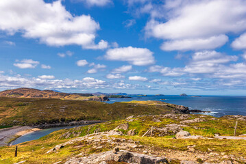 views of the gearrannan blackhouse village, and the area surrounding it, Isle of Lewis, Scotland