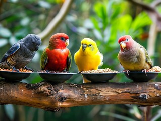 Discuss the nutritional needs of different bird species and how to meet them through feeding. 