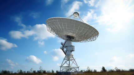 Obraz premium Satellite dishes on the background of blue sky.