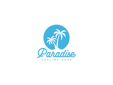 palm logo vector illustration. beach coconut tree logo template